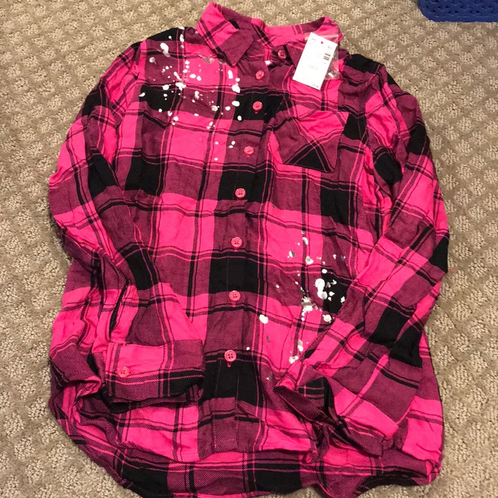 Justice Splatter Paint Flannel Size 8